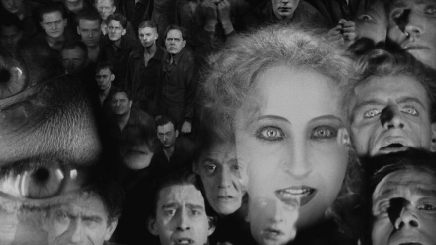 Lots of fading faces overlapping each other
