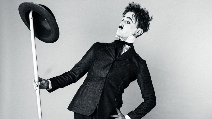 Marcel Cole posing as Charlie Chaplin