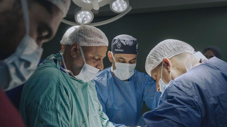 Surgeons in an operating theatre