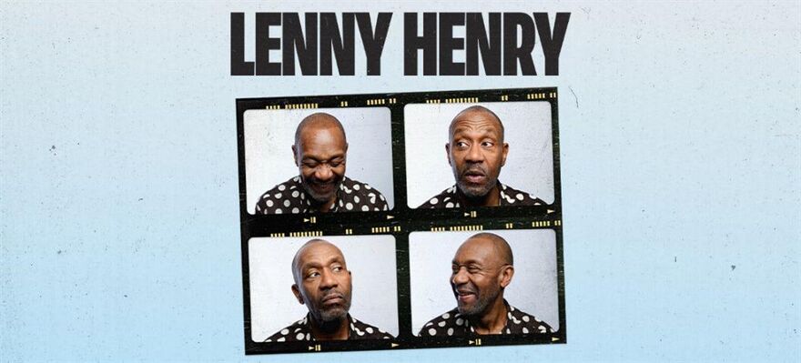 A photobooth style image of four photos of Lenny Henry with different expressions