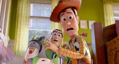 Buzz and Woody caught looking in shock