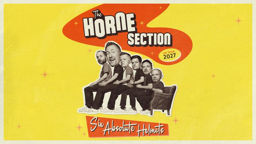 The Horne Section Title Image on a bright yellow background and orange stars