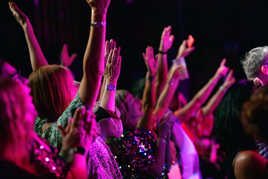 Audience with hands in the air